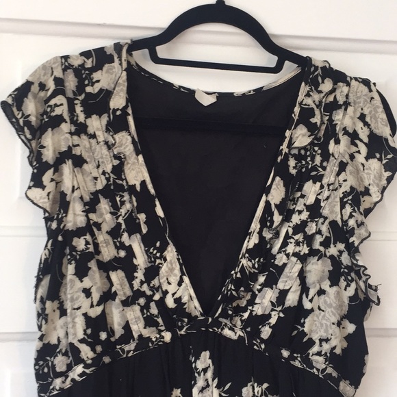 Free People black and cream printed v-neck dress - Picture 2 of 6
